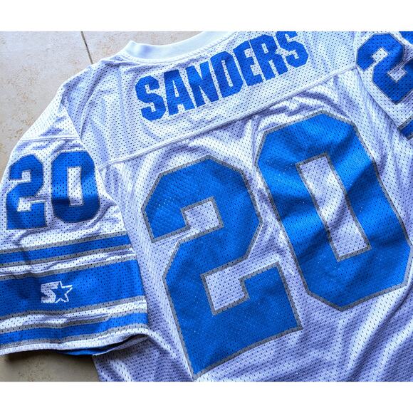 Barry SANDERS 90s Detroit Lions STARTER Reversible jersey XL blue white NFL vtg - Picture 8 of 16
